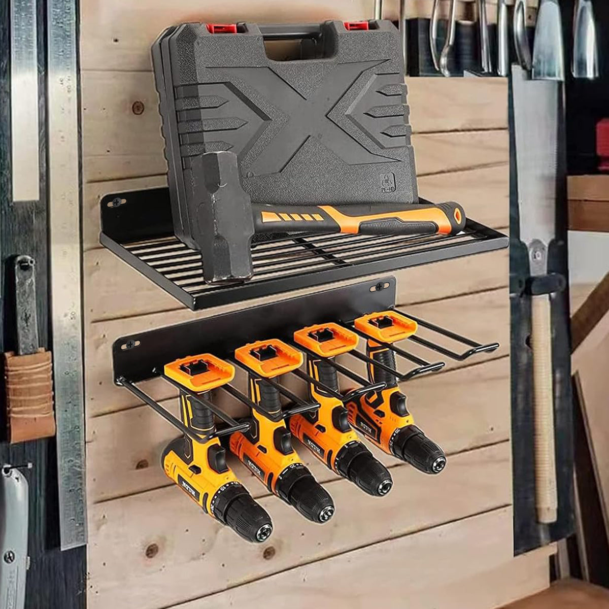 Serplex 2Pcs Power Tool Organizer, Wall Drill Holder Organzier Storage Shelf Battery Organzier Wall Mount Garage Power Tool Storage Rack for Handheld & Power Tools, with Screws & Drywall Anchors Serplex 2Pcs Power Tool Organizer, Wall Drill Holder Organzier Storage Shelf Battery Organzier Wall Mount Garage Power Tool Storage Rack for Handheld & Power Tools, with Screws & Drywall Anchors